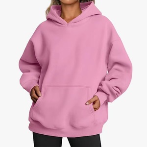 Sudadera con capucha de color sólido de gran tamaño informal ligera para mujer con bolsillo frontal Sudadera de manga larga para la temporada de otoño - Product Image 2