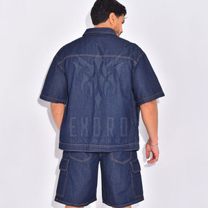 Conjunto de pantalones cortos de mezclilla de talla grande para hombre, venta al por mayor, personalizado, transpirable, ligero, alta calidad, verano, estampado personalizado, adultos, sólido - Product Image 5