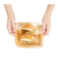 Assiettes carrées populaires en bois de palmier d'arec biodégradable beige de 9 pouces, non toxiques, jetables, résistantes au réfrigérateur, pour restaurants et mariages