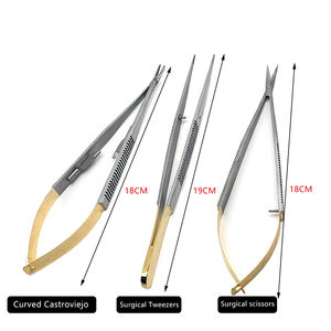 Castroviejo 18cm porte-aiguille dentaire 3 pièces pince à implant orthodontique pince à épiler ciseaux chirurgicaux outils dentaires pour la dentisterie - Product Image 6