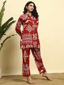 Conjunto de Kurti y Palazzo de Verano con Estampado Floral de Algodón Premium para Mujer |   Tela Transpirable |   Ropa Casual y Étnica - Product Image 3