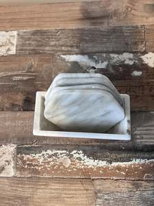 Juego de Posavasos de Mármol Blanco Vintage, Posavasos de Piedra Natural Hechos a Mano, Decoración Elegante para el Hogar - Product Image 3