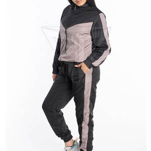 Traje cortavientos con cremallera sólida de Invierno para mujer, ropa de protección solar transpirable de secado rápido para deportes informales de 2 piezas - Product Image 1