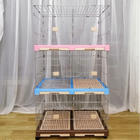 Cage empilable carrée en fer pour animaux de compagnie avec plateau en plastique, fermeture coulissante horizontale, double cage pour chiens/chats/lapins, cage d'élevage modulaire sur roues