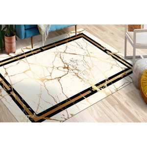 Alfombra de mármol dorado, alfombras modernas, alfombra negra y dorada, alfombra de mármol, alfombra de lujo, regalo para el hogar, alfombra de pasillo, alfombra suave no tejida - Product Image 3