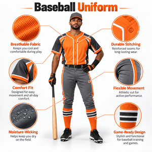 Uniforme de baseball haute performance doté d'un tissu respirant, léger, confortable et offrant une liberté de mouvement pour les joueurs. - Product Image 6