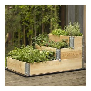 Jardinera Nórdica de Madera Blanda PEFC con Esquinas de Acero Galvanizado 80x120x58.5cm, Cama Elevada con 3 Compartimentos, Macetas UPYARD - Product Image 3