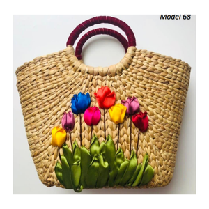 Vente chaude Vietnam jacinthe d'eau tissé plage femmes sacs à main/Durable Boho paille sac de plage été raphia paille sac fourre-tout - Product Image 2