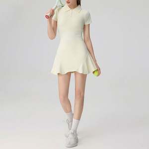 Robe de tennis de sport décontractée à col ajusté Ensembles de tenues de golf pour femmes Robes de sport à manches courtes - Product Image 1