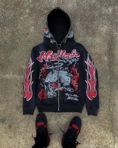 Harajuku Skull Print Graphic Y2k Top Oversized Zip up Man Hoodi Couples Hoodies <b>Men</b> Streetwear Goth <b>Men</b> Clothes - Product Image 5