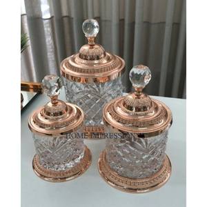 Recién llegado, frascos de Decoración de cocina, Juego de 3 botes de metal hecho a mano, color oro rosa, mesa, utensilios para el hogar y la cocina, herramientas - Product Image 1