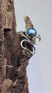 Minimalist Designer <b>Ring</b> for <b>Men</b> Women Natural Blue Flashy Labradorite With Solid 925 <b>Sterling</b> <b>Silver</b> Metal <b>Rings</b> - Product Image 5