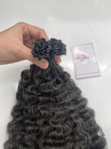 Extensiones de Cabello Natural Gris Birmano Rizado con Punta Plana, 100% Cabello Virgen Vietnamita, Garantía de 3 Años, Doble Trama a Máquina, Venta al Por Mayor - Product Image 3