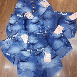 Shorts de Mezclilla de Verano de Alta Calidad para Mujer, Talla Grande, Pierna Ancha, Color Blanco, Azul, Negro, Gris, Elásticos, Lote en Existencia - Product Image 4