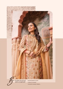 Dhwaja Export Pure Natural Crepe Jacquard avec Position Print Silk and Chino Dupatta Kurtis Set India & Pakistan Ethnic In-Stock - Product Image 6