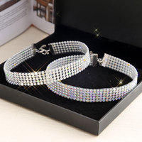 Venta al por mayor de joyería de fiesta personalizada CZ rhinestone gargantilla collar