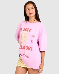 T-shirt oversize à manches courtes en coton, col rond côtelé, imprimé graphique sur le devant, coupe oversize, pour femmes, été, écologique - Product Image 2