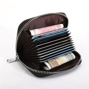 Portefeuille mince classique personnalisé fait à la main en cuir de vache de haute qualité portefeuille court à fermeture éclair imperméable pour carte de crédit pour hommes femmes - Product Image 5