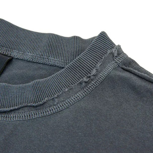 2025เสื้อยืด320g สำหรับผู้ชาย/unisex สูง GSM ขอบดิบถักด้วยปกซี่โครงไวรัส - Product Image 5