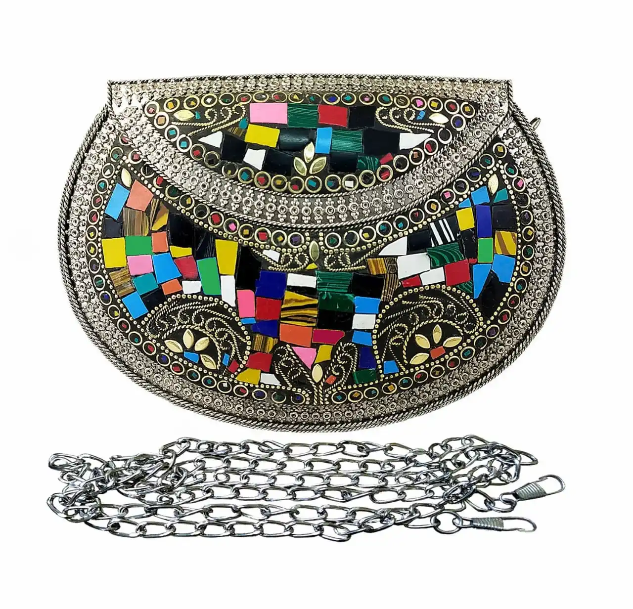 Yüksek QualityAffordable Metal el yapımı mozaik tasarım el çantası kadınlar için hindistan'dan toptan