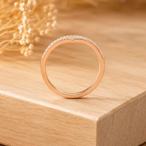 Anillo VB FINE Vintage con Doble V de Diamantes Cultivados en Laboratorio, 0.174 Ct E-F VS, Oro Sólido de 14K, Certificado IGI, para Uso Diario, Regalo - Product Image 5