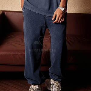 Pantalones de correr de lavado ácido para hombres modernos con diseño de tobillo acanalado y ajuste clásico - Product Image 6