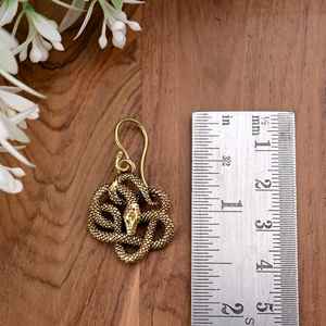 <b>Vintage</b> Style <b>Gold</b>-Plated snake Brass Hoop <b>Earrings</b> Bohemian Fashion Animal Pattern Trendy Diamond Women's Jewelry - Product Image 2