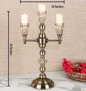 Metal <b>Candle</b> Holder and Lantern Beautiful Creative Design for Home for <b>Dinner</b> & Room Decor Glass Material - Product Image 2