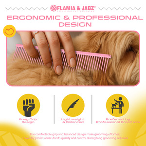 Flamia & Jabz <b>Stainless</b> <b>Steel</b> Pet Grooming Comb for Dogs & Cats 48 Rounded <b>Pins</b> Anti-Rust Professional Deshedding Detangling - Product Image 6