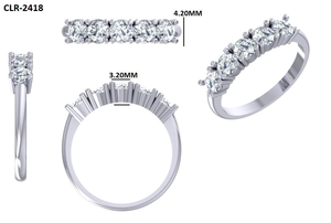 Bague de mariage demi-éternité en moissanite taillée 1 carat, sertie de diamants pavés, en or blanc massif 14 carats, cadeau d'anniversaire et de fête pour femme - Product Image 6