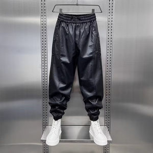 Pantalon en cuir personnalisé de haute qualité pour hommes de grande taille Logo en relief 3D jambe droite style décontracté mi lourd élastique léger - Product Image 4