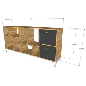 <b>Modern</b> Rubber Wood Decorative <b>Shelf</b> 150x30x72cm KTB68064 - Product Image 6