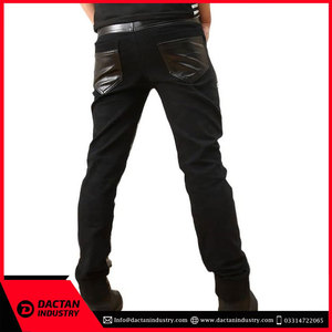 Pantalones de cuero ajustados a la moda para hombre, ropa informal, lona ligera de cuero Original de la mejor calidad para adultos - Product Image 5