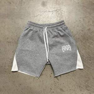 Men's 100% Terry Cotton Lightweight Summer Sweat <b>Shorts</b> Custom Embroidered Distressed Patchwork Raw Hem Breathable Knitted - Product Image 2