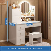 Coiffeuse Moderne en Bois Avec Miroir Led avec Tiroirs 3 Luminosité Réglable Coiffeuse Blanche avec Tabouret pour Chambre à Coucher