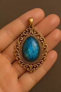 Déclaration Royale Labradorite Pendentif En Argent Sterling 925 14k Plaqué Or Antique Boho Fait Main Collier Cadeau Pour Les Femmes - Product Image 5