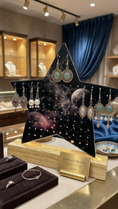 Acrylic Star Shaped Earring Display Stand with Wood Base Earring Holder Jewelry Organizer and Showcase Rack - Product Image 5