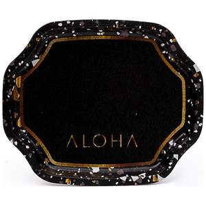 Bandeja de borde ondulado curvo 238x358 Juego de 2 piezas Terrazo Diseño de terrazo negro - Product Image 1