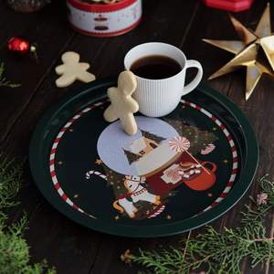 Bandeja DE SERVICIO DE METAL redonda de 315 mm para decoraciones de Año Nuevo y árboles de Navidad - Product Image 4