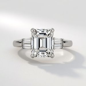 Anillo de Oro de 10K con Diamante Cultivado en Laboratorio, Corte Baguette, Chapado en Rodio, Joyería Fina Moderna y Minimalista, Lujo OEM, Tailandia, Boda, Fiesta - Product Image 5