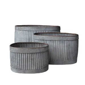Galvanized Metal Indoor Outdoor Planter Quality Assured Silver Color Flower Pot Planter At Reasonable Price