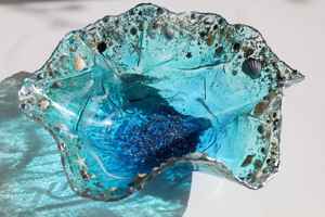 Bol en résine à volants fabriqué à la main avec base de tourbillon vert et rose centre de table décoratif produit indien - Product Image 5