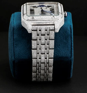 Reloj de diamante de laboratorio, diseño de esqueleto helado, caja de acero inoxidable rectangular, movimiento mecánico ETA, esfera de cristal, joyería de Hip Hop - Product Image 3