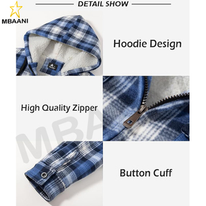 Chemise de travail à carreaux avec capuche, veste en flanelle avec capuche en polaire Sherpa - Product Image 5