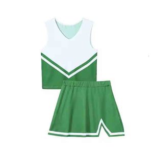 Elegante uniforme de porristas para niñas, logotipo personalizado, conjunto de poliéster impreso en púrpura con LICRA y diseño de malla - Product Image 1