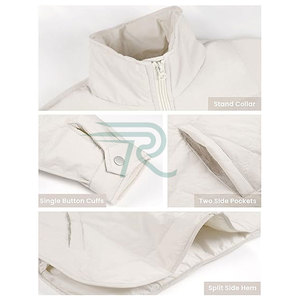 Veste d'automne pour femme, surdimensionnée, unie, épaisse, matelassée, respirante, avec fermeture éclair, doublure en fibre de bambou, poche kangourou, 100% polyester - Product Image 6