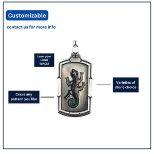 Colgante Unisex de Plata de Ley 925 con Diseño de Lagarto y Madreperla Negra, Charm Redondo Fino, Estilo Casual/Deportivo |   OEM - Product Image 5