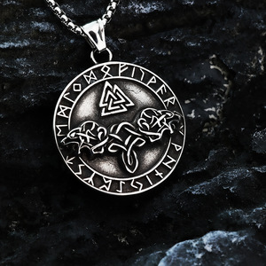 Yunnique Vintage Viking Triangle Logo Necklace Men's <b>Retro</b> Tibetan Silver Geometric Pendant Non-Fading Fashion Power <b>Gift</b> - Product Image 2