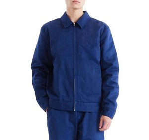 Haute qualité hommes décontracté mode fermeture éclair lourd 100% coton sergé conception de Logo personnalisé décontracté vêtements de travail toile Denim veste - Product Image 3