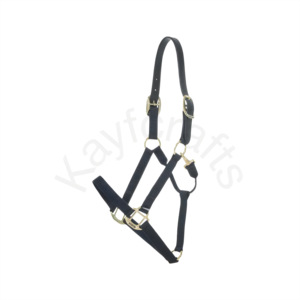Licou de cheval Breakaway avec harnais en cuir doré et pièce de cou de sécurité pour la prévention des blessures - Product Image 1